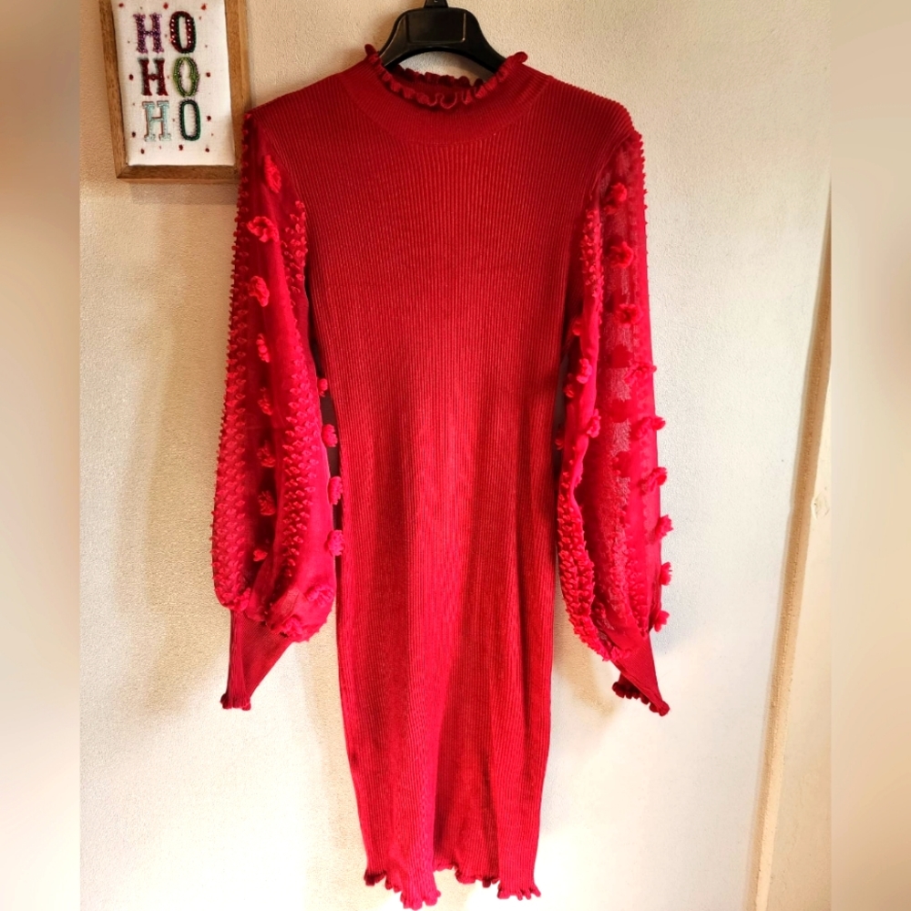 Long Sleeve Red Dress